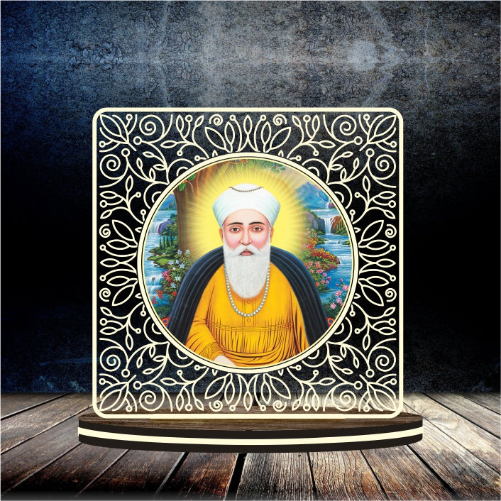 LED ENGRAVED FRAME (GURU NANAK DEV JI) 6*6"