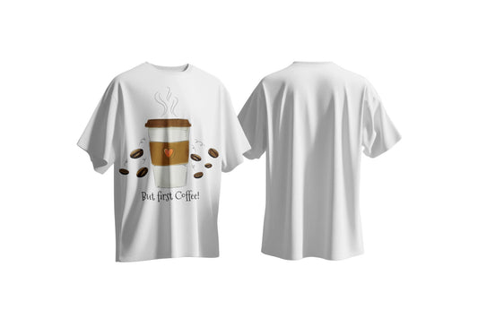 "But first Coffee" Men's Oversized T shirt