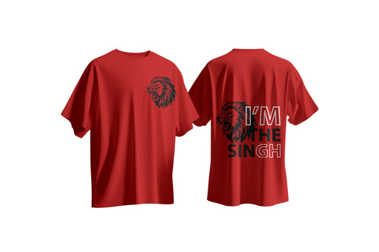 "I'm the Singh" Lion Graphic Oversized T-Shirt